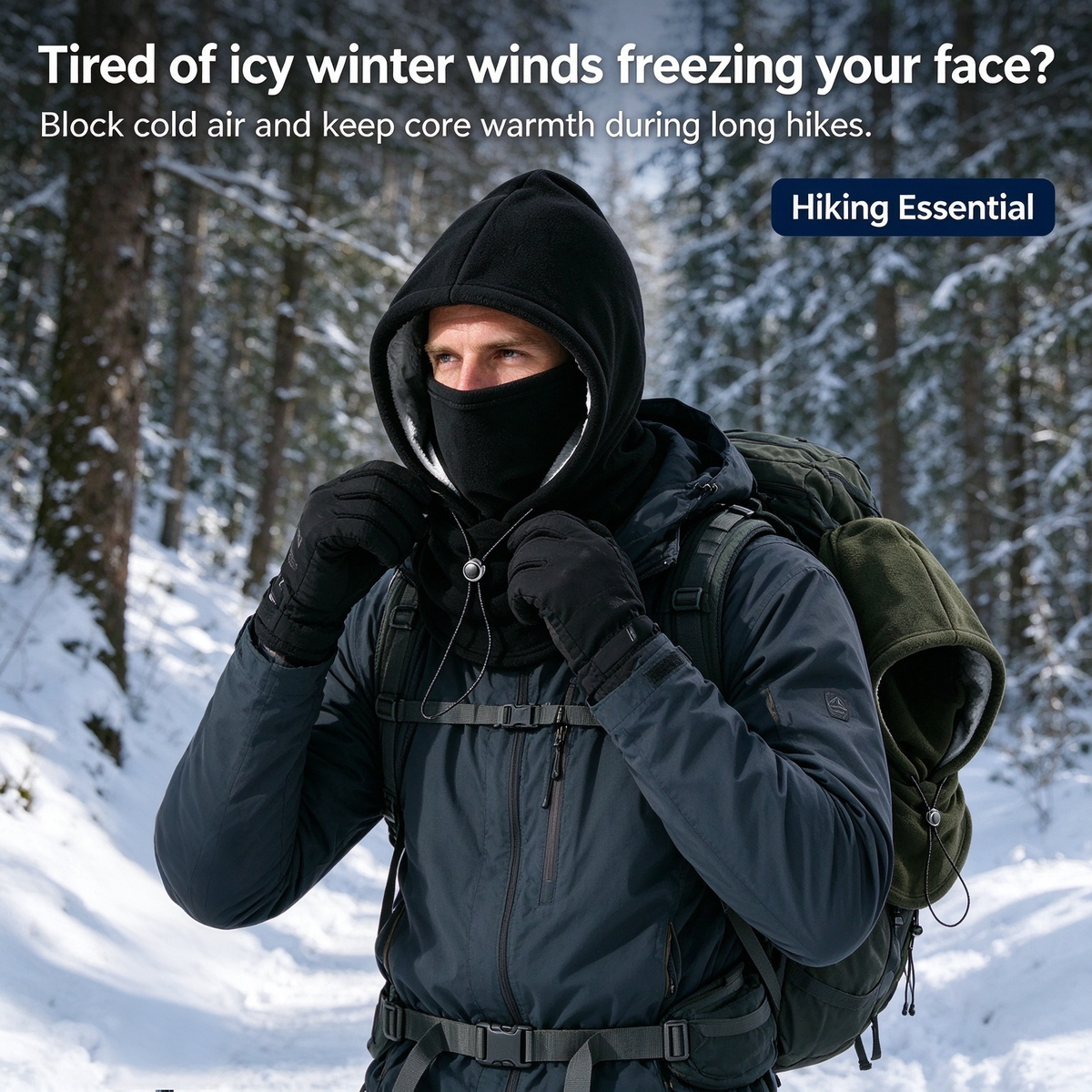 2-in-1 Fleece Winter Hat & Face Mask – Windproof Outdoor Cycling Headwear