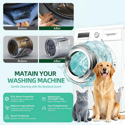 Washing Machine Cleaner Tablets for Pet Hair & Odor
