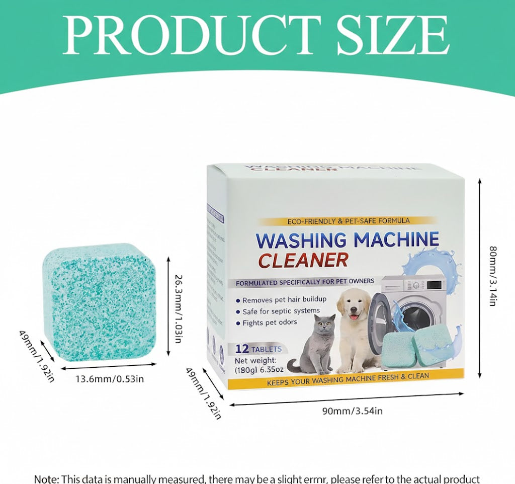 Washing Machine Cleaner Tablets for Pet Hair & Odor