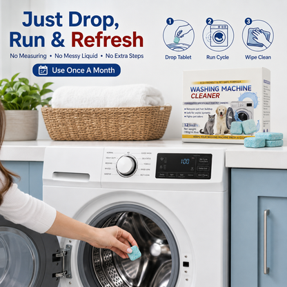 Washing Machine Cleaner Tablets for Pet Hair & Odor